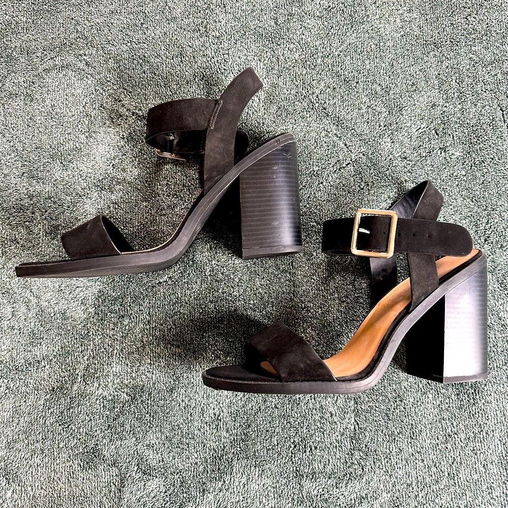 Black ankle strap heels